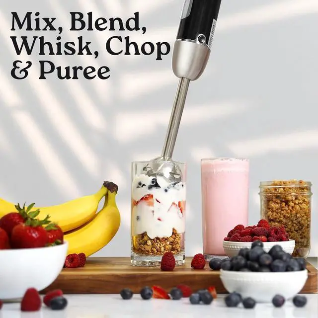 Alt view image 7 of 7 - Zulay Immersion Stick Mixer Hand Blender - 800 Watts, Turbo Mode, 5-ft Power Electric Cord, Handheld Portable, Stainless Steel Blades - For Effortless Blending Smoothie, Soup, Baby Food, Puree - Black