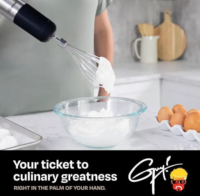 Alt view image 3 of 6 - Guy Fieri's Flavortown Immersion Blender with DynamicShaft Technology, 400W & One-Hand Speed Control  Perfect for Soups, Sauces, Smoothies, Baby Food & More  Hand Blender & Electric Whisk