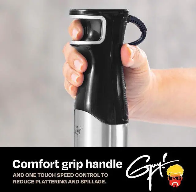 Alt view image 4 of 6 - Guy Fieri's Flavortown Immersion Blender with DynamicShaft Technology, 400W & One-Hand Speed Control  Perfect for Soups, Sauces, Smoothies, Baby Food & More  Hand Blender & Electric Whisk