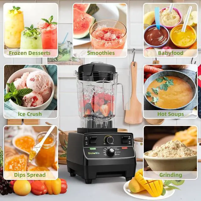 Alt view image 2 of 7 - Professional Smoothie Blender, Countertop Blender, Commercial Blender 2200W High Power with 68oz Pitcher, Smart Timer, blenders for kitchen for smoothies, ice, Soup, fish, Dessert With 1 Juice Glass