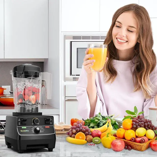 Alt view image 6 of 7 - Professional Smoothie Blender, Countertop Blender, Commercial Blender 2200W High Power with 68oz Pitcher, Smart Timer, blenders for kitchen for smoothies, ice, Soup, fish, Dessert With 1 Juice Glass