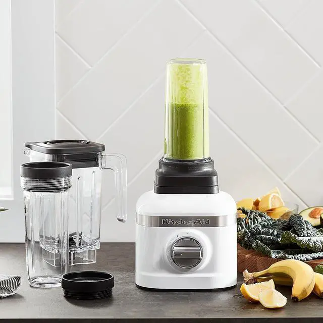 Alt view image 3 of 4 - KitchenAid K150 3 Speed Ice Crushing Blender with 2 Personal Blender Jars - KSB1332Y - White