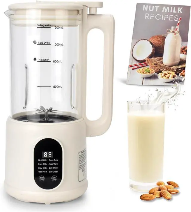 Main image of Nut Milk Maker, 8 in 1 Homemade Automatic Plant-Based Milk, Soy Milk, Almond Milk, Oat Milk, Coconut Milk & More, Multifunctional/12 Hours Timer/Auto-Clean/Room Temp/Keep Warm/Boil/Room Temp/Low-Noise