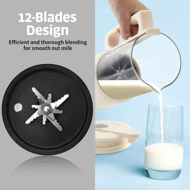 Alt view image 4 of 7 - Nut Milk Maker, 8 in 1 Homemade Automatic Plant-Based Milk, Soy Milk, Almond Milk, Oat Milk, Coconut Milk & More, Multifunctional/12 Hours Timer/Auto-Clean/Room Temp/Keep Warm/Boil/Room Temp/Low-Noise