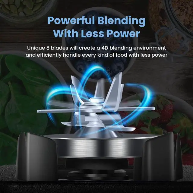 Alt view image 3 of 7 - SYBO Commercial Professional Blender With Quiet Shield, Self-Cleaning, Dishwasher safe, Heavy-Duty 1400W High-Speed 28000RPM, 48oz/1.5pt, for Juice, Ice Shakes, Smoothies
