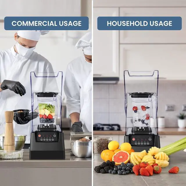 Alt view image 7 of 7 - SYBO Commercial Professional Blender With Quiet Shield, Self-Cleaning, Dishwasher safe, Heavy-Duty 1400W High-Speed 28000RPM, 48oz/1.5pt, for Juice, Ice Shakes, Smoothies