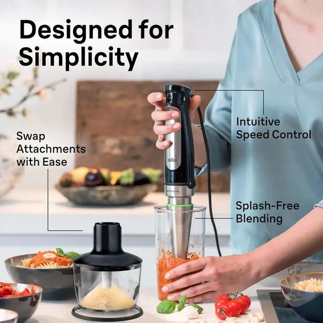 Alt view image 3 of 7 - Braun MultiQuick 7 3-in-1 Immersion Blender with Food Processor  Powerful Handheld Electric Stick Blender - Emulsifier for Chopping, Beating & Whisking - Ideal for Soup, Puree, Smoothies & More