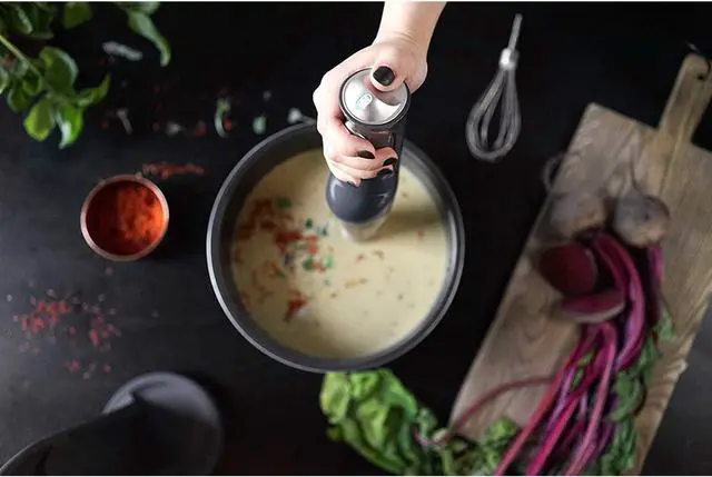 Alt view image 4 of 4 - Crux Cordless Hand Immersion Blender, 7.5 inch Blending Arm, Mix, Whip, Puree Sauces/Soups, Rechargeable, Easy to Clean, Dishwasher Safe Removeable Parts, Stainless Steel/Black, 14790