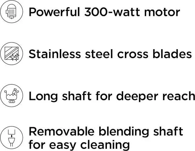 Alt view image 4 of 7 - Chefman Immersion Stick Hand Blender with Stainless Steel Blades, Powerful Electric Ice Crushing 2-Speed Control Handheld Food Mixer, Purees, Smoothies, Shakes, Sauces & Soups, Red