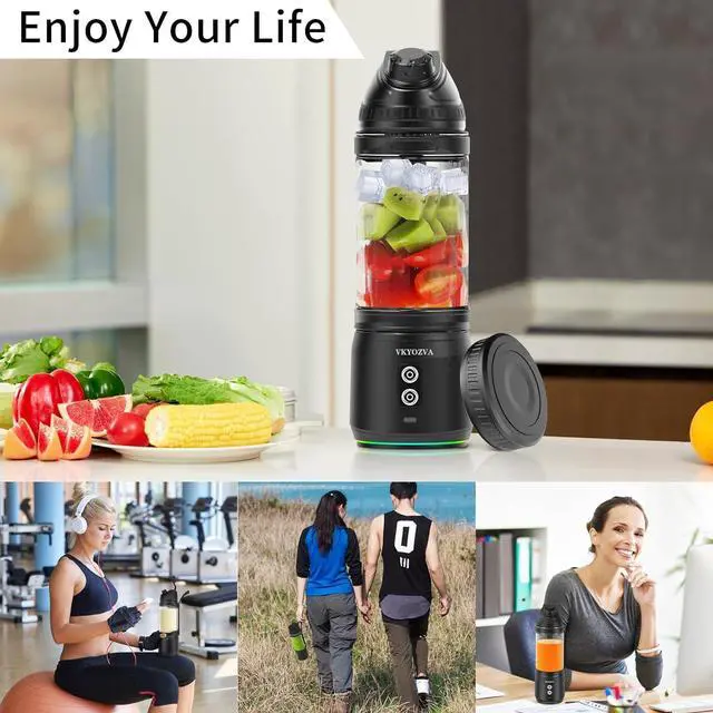 Alt view image 6 of 6 - Portable Blender,Anti-Jamming 300 Watt for Shakes and SmoothiesSporty bottle with a Travel Lid, Large, BLACK