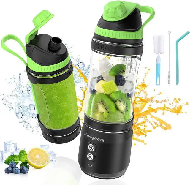 Main image of Portable Blender for Shakes and Smoothies, 24oz Travel Blender 300Watt on the Go Blender USB Rechargeable Personal Blender with a Travel Lid & BPA Free Bottle(Green Cap Black Body)