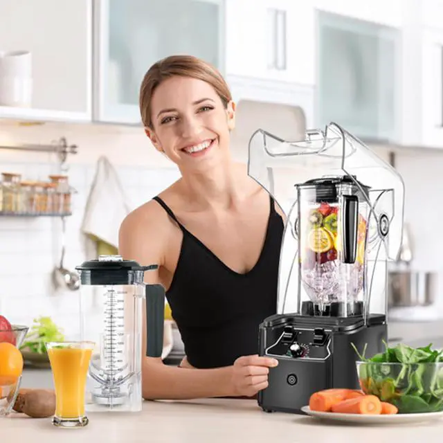 Alt view image 4 of 6 - Professional Blender for Kitchen, 2200W, 80oz Pitcher, 15 Speeds, Commercial Heavy Duty Quiet Blender for Smoothies, Shakes, Frozen Drinks, Puree and Ice Crush, Self-Cleaning, Grey