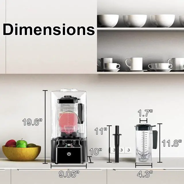 Alt view image 6 of 6 - Professional Blender for Kitchen, 2200W, 80oz Pitcher, 15 Speeds, Commercial Heavy Duty Quiet Blender for Smoothies, Shakes, Frozen Drinks, Puree and Ice Crush, Self-Cleaning, Grey