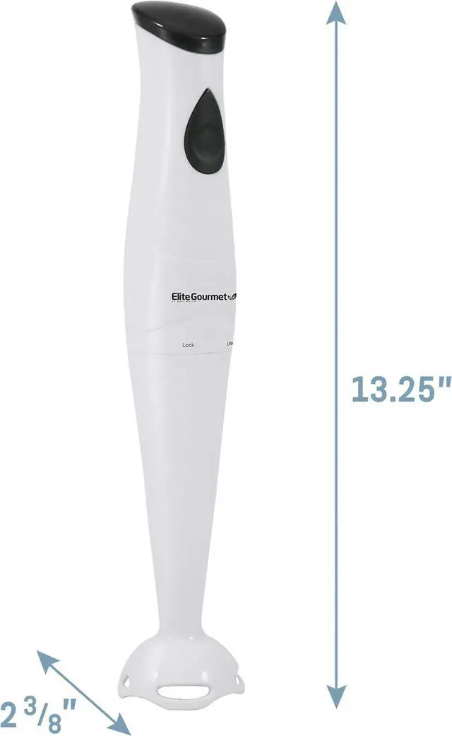 Alt view image 7 of 7 - Elite Gourmet EHB-2425X Electric Immersion Hand Blender, Mixer, Chopper, 1-Touch Control Multi Purpose Electric Immersion Stick, Mixer, Chopper, 150 Watts, For Soups, Sauces, Baby Food, White