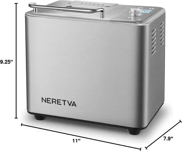 Alt view image 7 of 7 - Neretva 20-IN-1 Bread Maker, Dual Heater 2LB Bread Machine Stainless Steel Bread Maker Machine Nonstick Ceramic Pan Compact for Gluten Free/Sourdough/Whole Wheat Bread/Yogurt, Breadmaker Recipe-Silver