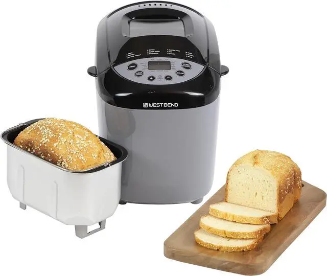 Alt view image 2 of 7 - West Bend Hi-Rise Bread Maker Machine Programmable 12 Programs Including Gluten Free & 3 Loaf Sizes and Crust Colors with Traditionally-Shaped Horizontal Bread Pan with Dual Knead Blades, 3-Lb, Gray