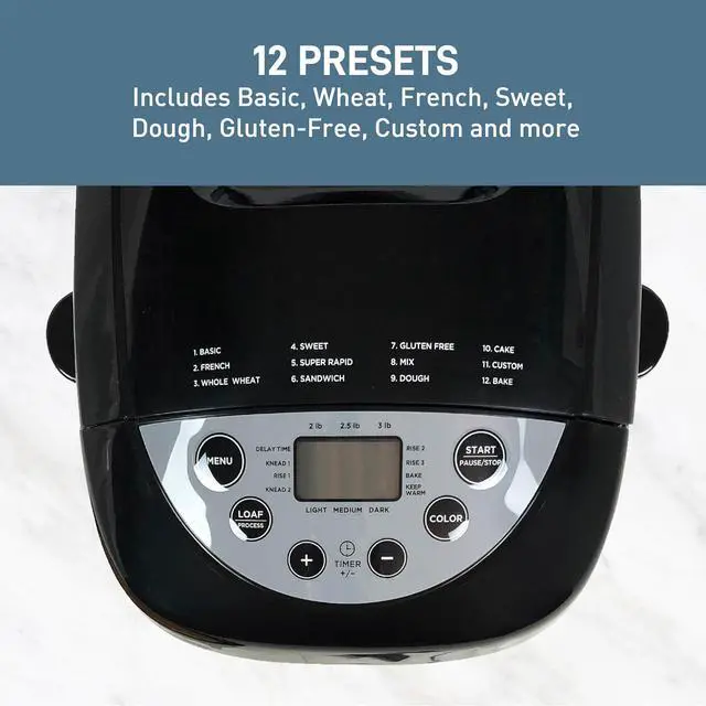 Alt view image 3 of 7 - West Bend Hi-Rise Bread Maker Machine Programmable 12 Programs Including Gluten Free & 3 Loaf Sizes and Crust Colors with Traditionally-Shaped Horizontal Bread Pan with Dual Knead Blades, 3-Lb, Gray