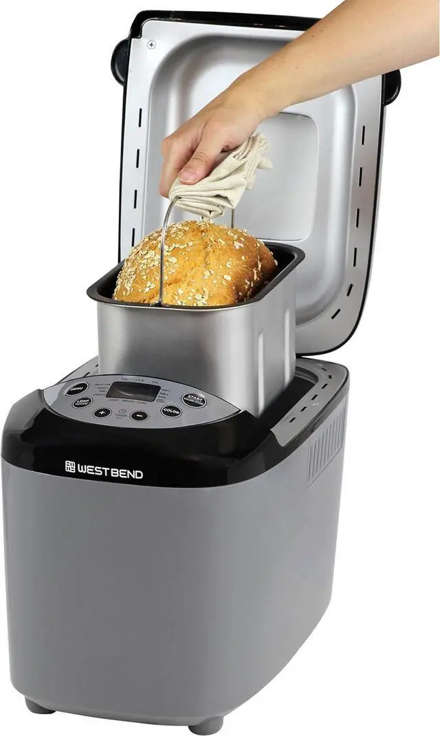 Alt view image 7 of 7 - West Bend Hi-Rise Bread Maker Machine Programmable 12 Programs Including Gluten Free & 3 Loaf Sizes and Crust Colors with Traditionally-Shaped Horizontal Bread Pan with Dual Knead Blades, 3-Lb, Gray