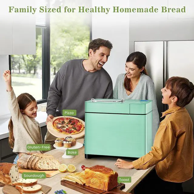 Alt view image 7 of 7 - KBS 710W Convection Bread Maker Dual Heaters,2.2LB Bread Machine with Healthy Ceramic Pan&Auto Fruit Dispenser,17-in-1 Bread Maker Machine Gluten Free,Stainless Steel 15H Timer&Keep Warm, Touch Panel