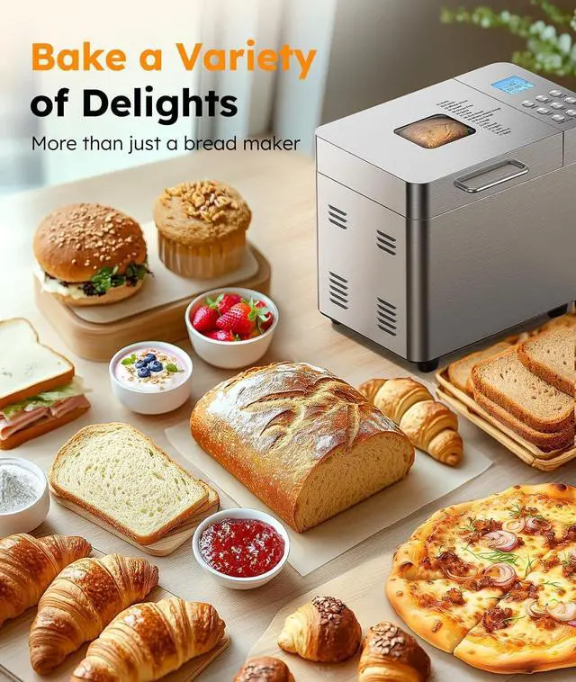 Alt view image 6 of 7 - 2LB Bread Maker Machine, OSIPOTO 17 in 1 Automatic Stainless Steel Bread Machine, Non-stick, Beginner-Friendly Controls, 15 Hour Timer, Easy to Clean Low Noise, High Success Rate for Homemade Bread