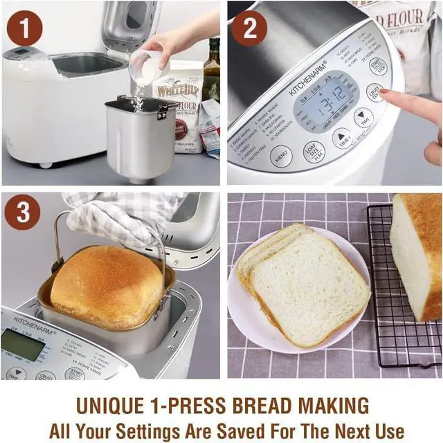 Alt view image 3 of 7 - KITCHENARM 19-in-1 HANDY Bread Machine with Homemade Cycle and Gluten Free Setting - Beginner Friendly 2LB 1.5LB 1LB White Bread Maker Machine with Recipes and Delay Timer