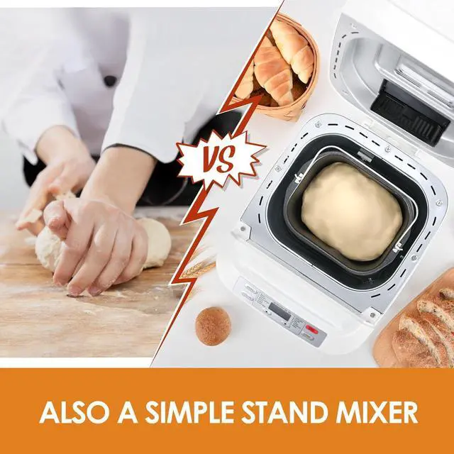 Alt view image 4 of 7 - Bread Machine, Kitchen in the box 2LB 12-IN-1 Bread Maker, Gluten-Free Setting, Auto Fruit Nut Dispenser & Nonstick Pan, 2 Loaf Sizes,13H Reserve & 1H Keep Warm (White)