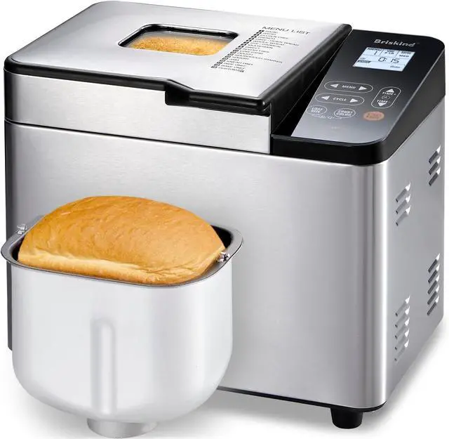 Main image of Bread Maker Machine with Ceramic Nonstick Pan, 19 Menus, 2 Pound Stainless Steel Breadmaker with Glass Touch Panel, Gluten Free, Sourdough Starter, Custom Setting, 3 Loaf Sizes & Crust Colors