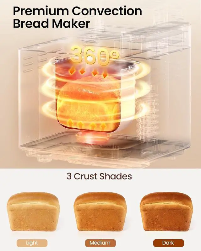 Alt view image 5 of 7 - 25-in-1 Bread Maker Machine with Automatic Dual Dispenser, 2LB Stainless Steel Breadmaker with Gluten-Free, Dough, Jam, Yogurt etc Settings, Silver