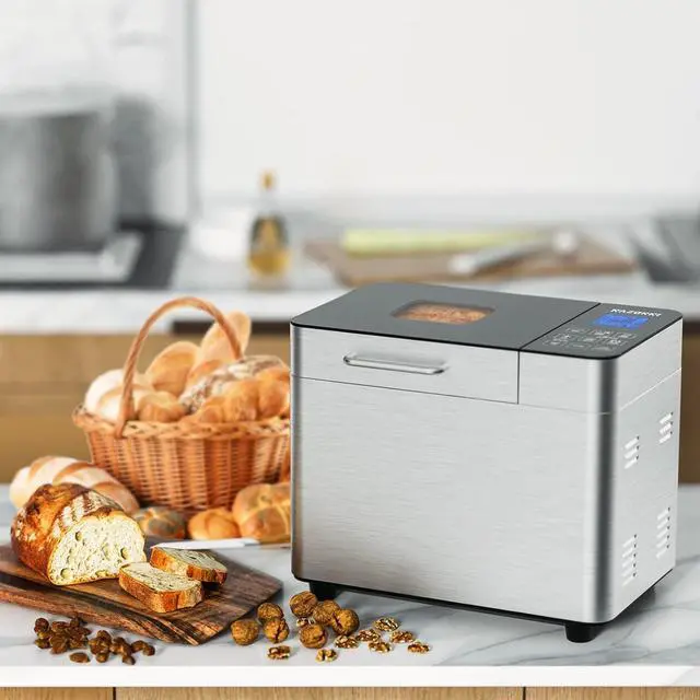 Alt view image 7 of 7 - Razorri Bread Maker Machine Stainless Steel UL Certified, Nonstick Bread Pan, Homemade 2Lbs Breadmaker, Gluten-Free Setting, 15H Delayed-start, 1H Keep Warm, 3 Crust Colors and 3 Loaf Sizes