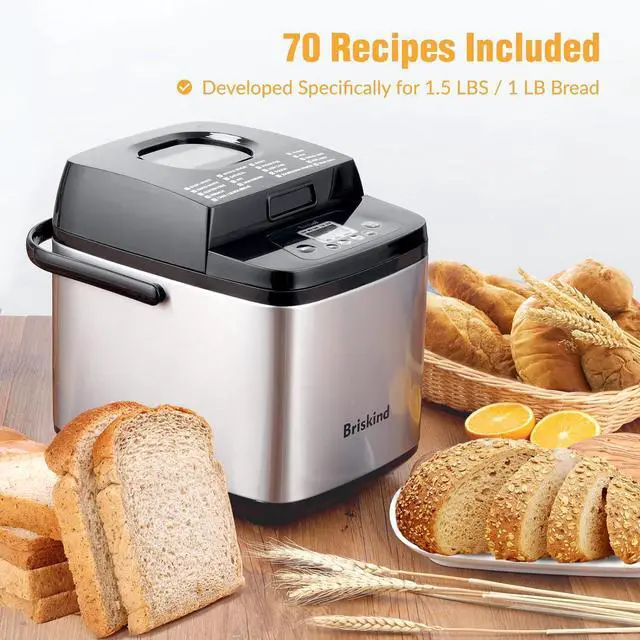 Alt view image 5 of 6 - 19-in-1 Compact Bread Maker Machine, 1.5 lb / 1 lb Loaf Small Breadmaker with Carrying Handle, Including Gluten Free, Dough, Jam, Yogurt Menus, Bake Evenly, Automatic Keep Warm, 3 Crust Color