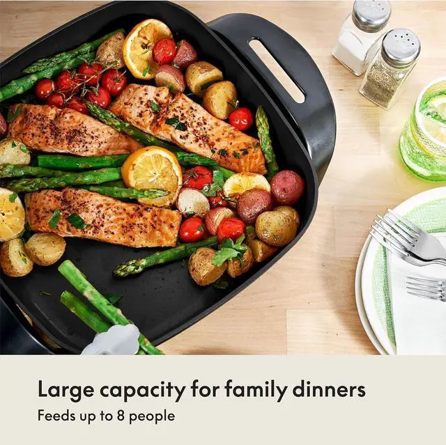 Alt view image 6 of 7 - BELLA Electric Skillet and Frying Pan with Glass Lid, Nonstick Coating, Cool Touch Handles, Removable Heating Probe, Dishwasher Safe, 12 x 12 inch, Copper