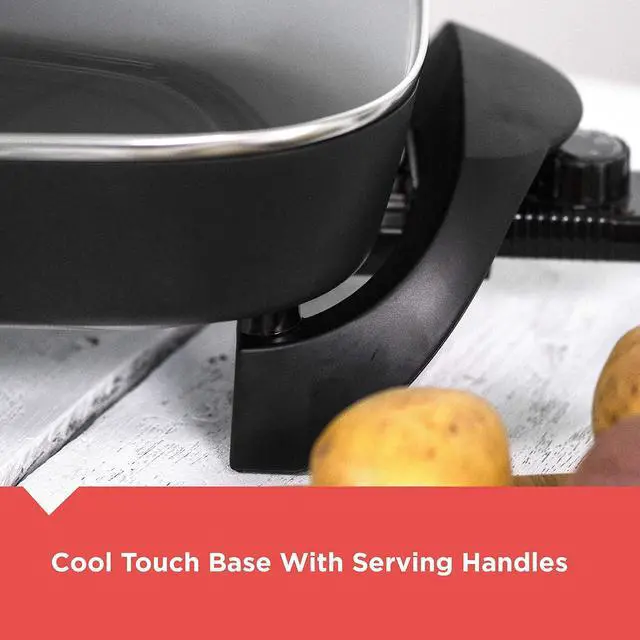 Alt view image 6 of 7 - BLACK+DECKER Electric Skillet, Variable Temperature Control, Nonstick Cooking Surface, Dishwasher Safe, Tempered Glass Lid, 12"x15"