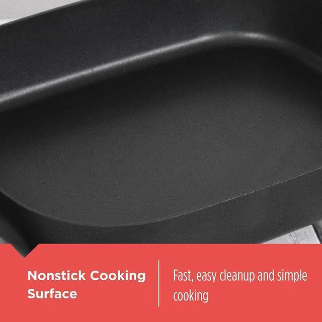 Alt view image 7 of 7 - BLACK+DECKER Electric Skillet, Variable Temperature Control, Nonstick Cooking Surface, Dishwasher Safe, Tempered Glass Lid, 12"x15"