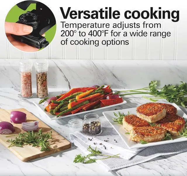 Alt view image 5 of 7 - Hamilton Beach Electric Skillet with PFAS-Free Durathon Ceramic Coating, Removable 12x15 Pan, Adjustable Temperature, Reversible Design, Tempered Glass Lid, Black Nonstick Surface (38531)