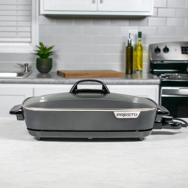 Alt view image 3 of 7 - Presto 06858 16-Inch Slimline Electric Skillet with Glass Cover - Nonstick, Adjustable Temperature, Black