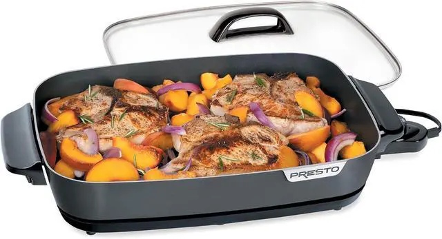 Alt view image 5 of 7 - Presto 06858 16-Inch Slimline Electric Skillet with Glass Cover - Nonstick, Adjustable Temperature, Black