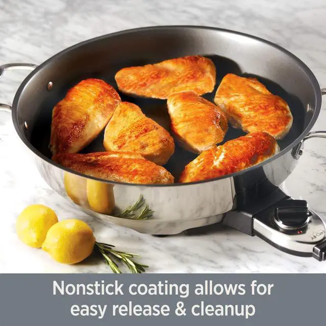 Alt view image 5 of 6 - All-Clad Electrics Stainless Steel and Nonstick Surface Skillet 7 Quart 1800 Watts Temp Control, Cookware, Pots and Pans, Oven, Broil, Dishwasher Safe