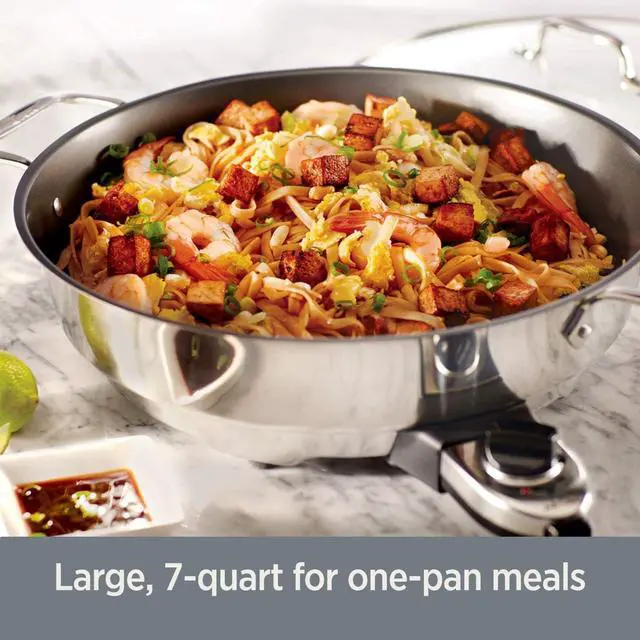 Alt view image 4 of 6 - All-Clad Electrics Stainless Steel and Nonstick Surface Skillet 7 Quart 1800 Watts Temp Control, Cookware, Pots and Pans, Oven, Broil, Dishwasher Safe