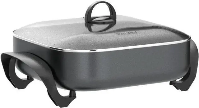 Alt view image 4 of 7 - West Bend Electric Skillet Family-Sized 3-Inch Deep with Diamond Shield Scratch-Resistant Non-Stick Finish & Grease Channel for Healthier Cooking, 12-Inch, Gray