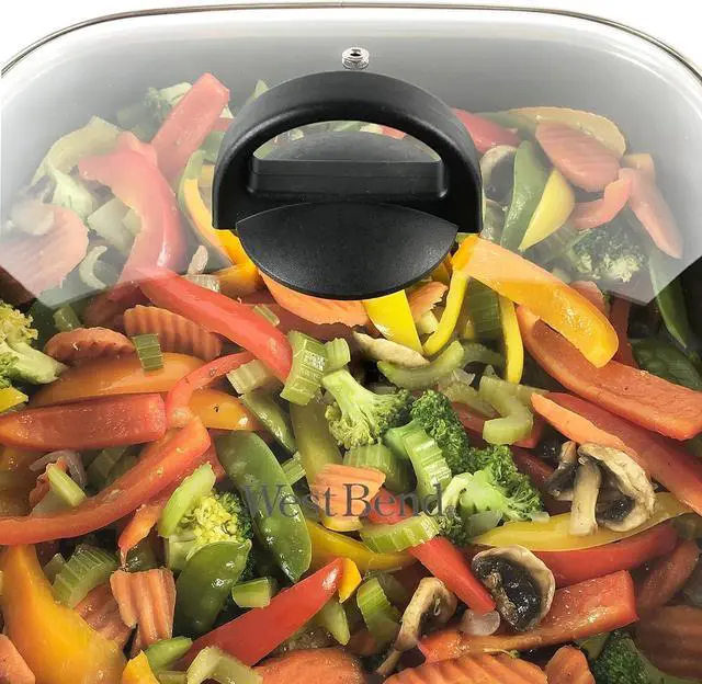Alt view image 5 of 7 - West Bend Electric Skillet Family-Sized 3-Inch Deep with Diamond Shield Scratch-Resistant Non-Stick Finish & Grease Channel for Healthier Cooking, 12-Inch, Gray