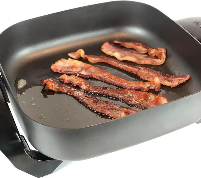 Alt view image 7 of 7 - West Bend Electric Skillet Family-Sized 3-Inch Deep with Diamond Shield Scratch-Resistant Non-Stick Finish & Grease Channel for Healthier Cooking, 12-Inch, Gray
