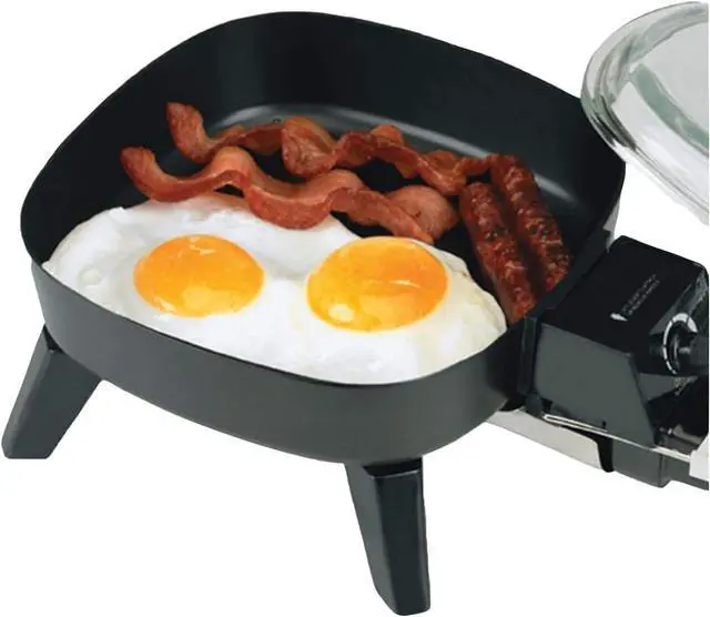 Alt view image 3 of 5 - Brentwood SK-45 6" Non-Stick Electric Skillet with Glass Lid, Black, 7.7"D x 9"W x 6.6"H