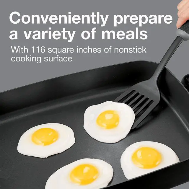 Alt view image 2 of 7 - Proctor Silex Electric Skillet with Lid, 116 sq. in. Nonstick Cooking Surface for Frying, Sauteing, Simmering and Braising, Adjustable Temp 200° to 400° F, Black (38526PS)