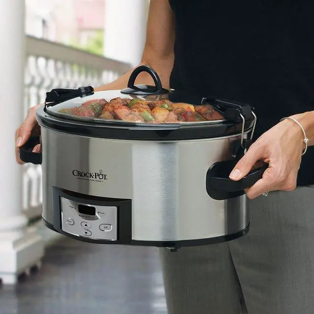 Alt view image 3 of 7 - Crock-Pot 6 Quart Cook & Carry Programmable Slow Cooker with Digital Timer Stainless Steel (CPSCVC60LL-S) pack of 1