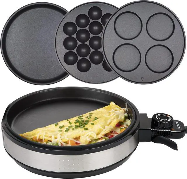 Main image of Multi Baker Deluxe- Baking Made Easy- Electric Appliance w Temp Control 3 Interchangeable Skillets for Grilling, Baking, Dessert Making- Grilled Cheese Omelets Pizza Sandwiches Cake Pops, Gift for Mom
