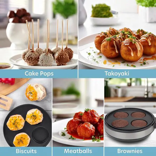 Alt view image 6 of 7 - Multi Baker Deluxe- Baking Made Easy- Electric Appliance w Temp Control 3 Interchangeable Skillets for Grilling, Baking, Dessert Making- Grilled Cheese Omelets Pizza Sandwiches Cake Pops, Gift for Mom