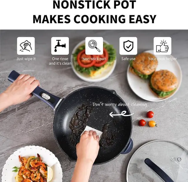 Alt view image 7 of 7 - Non-Stick Electric Hot Pot 3-Quart with Steamer & Multi-Cooker | Electric Stir Fry Pan & Wok, 1200W for Sizzling Ramen, Soup, Stir-Fry | Dorm, Home, Gifts (Includes Silicone Spatula)