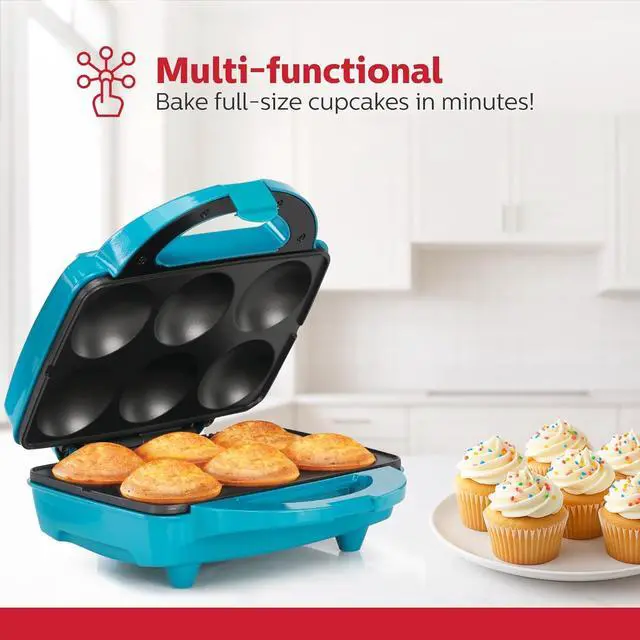 Alt view image 3 of 7 - Holstein Housewares Non-Stick Cupcake Maker, Teal - Makes 6 Cupcakes, Muffins, Cinnamon Buns - Birthdays, Holidays, and More