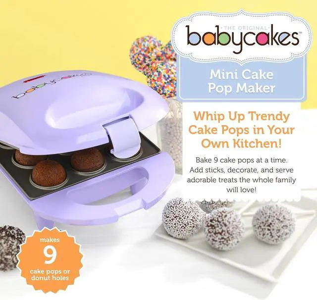 Alt view image 2 of 7 - Mini Cake Pop Maker by Select Brands - Easy-to-Use Machine - Recipes Included - Non-Stick Coating, Non-Skid Feet & Power Light - Makes 9 Cake Pops