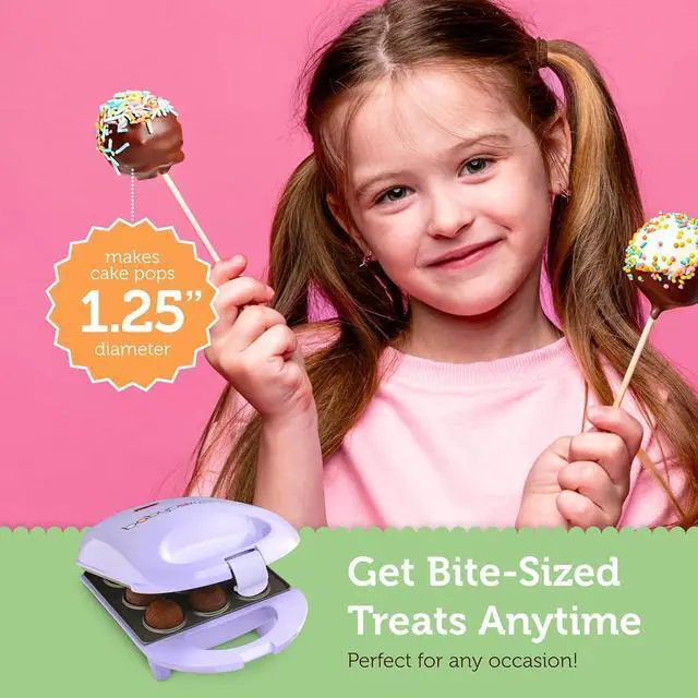 Alt view image 4 of 7 - Mini Cake Pop Maker by Select Brands - Easy-to-Use Machine - Recipes Included - Non-Stick Coating, Non-Skid Feet & Power Light - Makes 9 Cake Pops